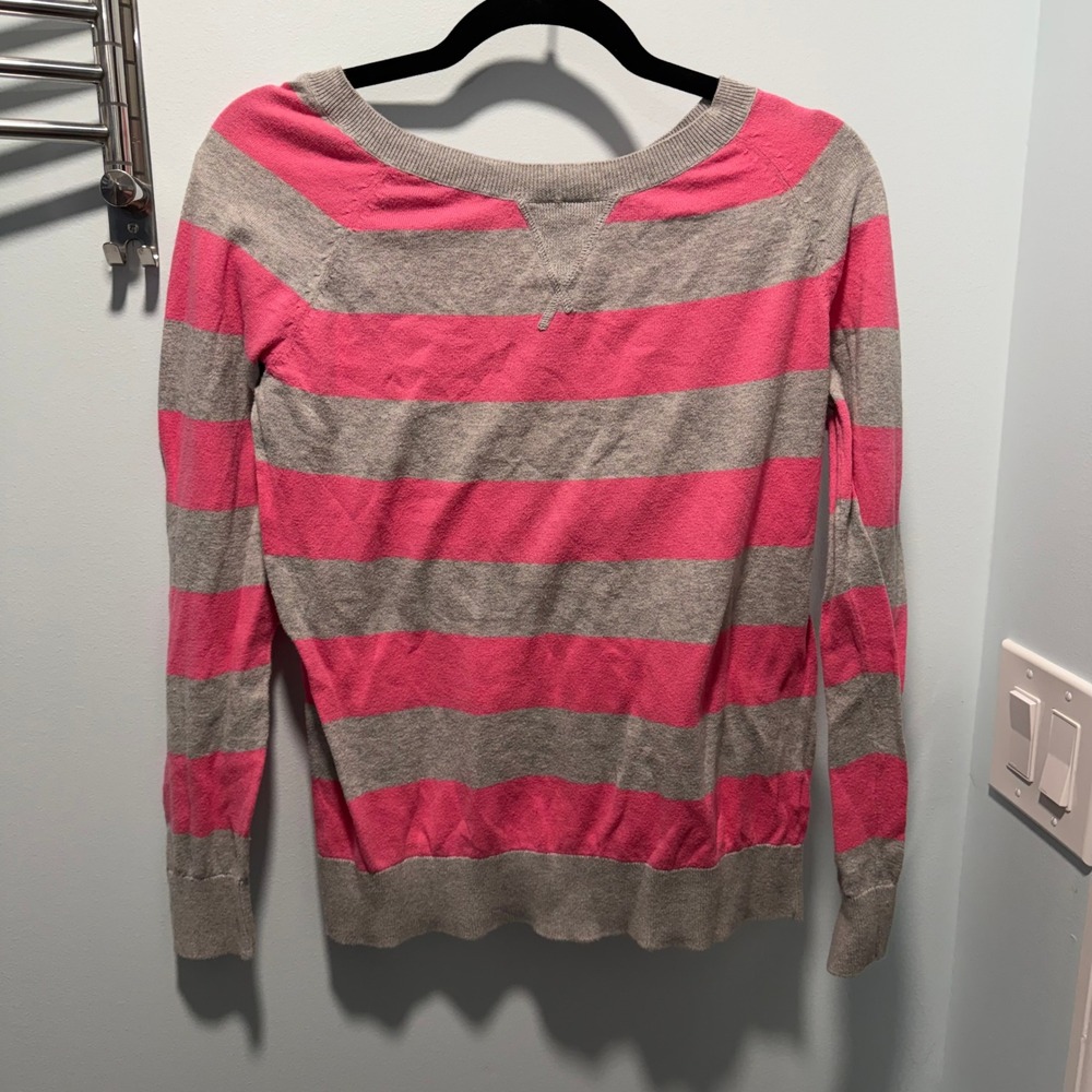 Y2k Old Navy Womens Pink Grey Striped Cotton henley
